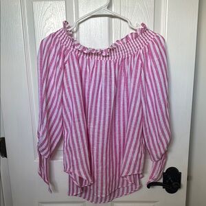 Michael kors pink white linen blend top S
